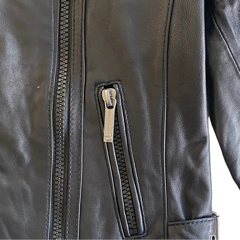 Michael Kors Womens Moto Leather Jacket Black Size Small NWD